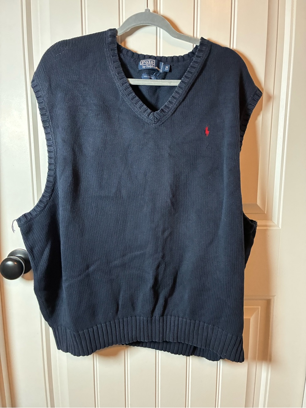 Ralph Lauren Navy Sleeveless V-Neck Sweater Vest with Red Pony